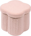 B FSOBEIIALEO Storage Ottoman Cube, Flowers Shaped Ottomans with Storage Foot Stool Footrest for Lving Room, Boucle Ottoman Seat for Dorm Room,Faux Teddy Fur, Pink 12.6"x12.6"x12.6"