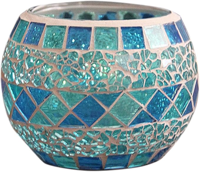 Votive Candle Holder Tea Lights - Glass Candle Holders, Mosaic Tealight Candle Holder, Candle Jar Cup for Wedding Centerpiece Party Table Decorations, Valentines Day Decor