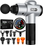 TOLOCO Massage Gun, Muscle Massage Gun Deep Tissue for Athletes with 10 Massage Heads, Electric Percussion Massager for Any Pain Relief, Gifts for Fathers Day, Silver
