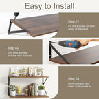 Fun Memories 27.5" W x12 D Floating Shelves, Large Wall Shelves 27.5 Inch Long, Set of 2, Farmhouse Wood Floating Shelf Wall Mounted, Deep Shelves for Bathroom, Living Room, Kitchen, Walnut Color