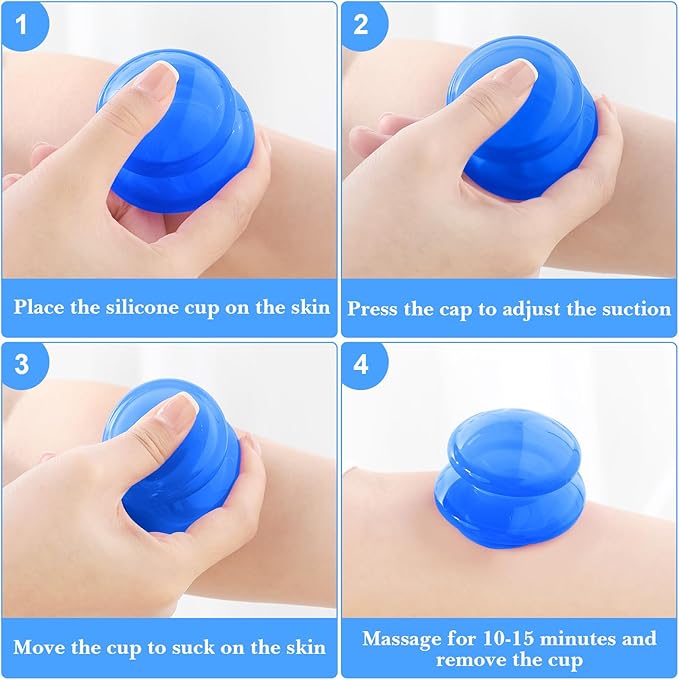 Geiserailie 16 Pcs 4 Sizes Cupping Therapy Set Silicone Cupping Massage Cups Professional Chinese Therapy Cup Vacuum for Body Muscle Nerve(Dark Blue)