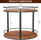 12.4" Lazy Susan Organizer 2 Tier - Rotating Spice Rack, Wooden Spinning Spice Holder for Inside Cabinet, Pantry, Kitchen, Countertop, Bathroom and Vanity, Versatile Storage