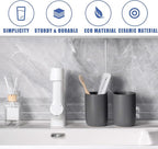 Matte Grey Toothbrush Holders - Ceramic Toothpaste Holders Set, Reusable Toothbrush Cup, Bathroom Counter Organizer