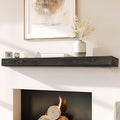 72x8x3 Fireplace Mantel - Handcrafted Hollow Rustic Solid Wood Wall Mounted Floating Shelf with Invisible Heavy Duty Wood Bracket (Weathered Black)