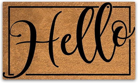 PLUS Haven Pure Coco Coir Doormat with Heavy-Duty Backing (Hello 1)