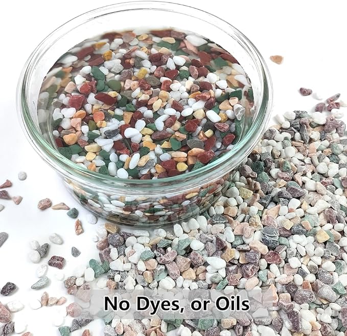 2LB Succulent and Cactus Gravel Pebbles, 1/5 Inch Natural Decorative Polished Stones, River Rocks for Vases Gardening Indoor and Outdoor Decorative Rocks, Colorful