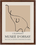 Poster Master Vintage Poster - Retro Minimalist Print - Gift for Artist, Housewarming - Elephant, Line Drawing, Sketch, Abstract - Wall Decor for Living Room, Bedroom, 8x10 Brown Framed
