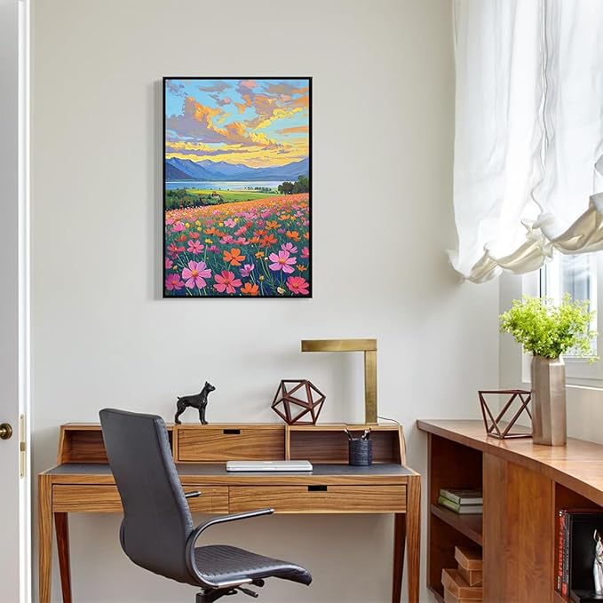 Colorful wildflowers field scenery poster artwork wall decoration wildflowers everywhere wall painting suitable for bedroom home office