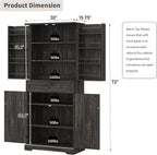 72'' Kitchen Storage Pantry Cabinet, Tall Storage Cabinet with 8 Door Shelves, 2 Cabinets and 1 Drawer, Freestanding Cupboard for Kitchen, Dining Room, Bathroom, Laundry, Living Room, Dark Rustic Oak