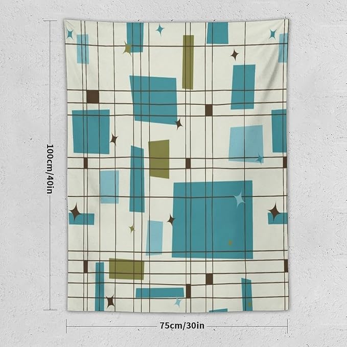 ICMOLYYENLO Boho Medieval Cat Tapestry, Abstract Atomic Starburst Geometric Aesthetic Art Wall Hanging For Bedroom Living Room Dormitory 40x60 Inches