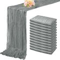 12 Pack Gray 10FT Cheesecloth Table Runner Rustic Gauze Fabric Cheese Cloth Table Runner for Wedding Bridal Baby Shower Table Decor 20 x 120 Inch Long Boho Sheer Birthday Party Table Decorations