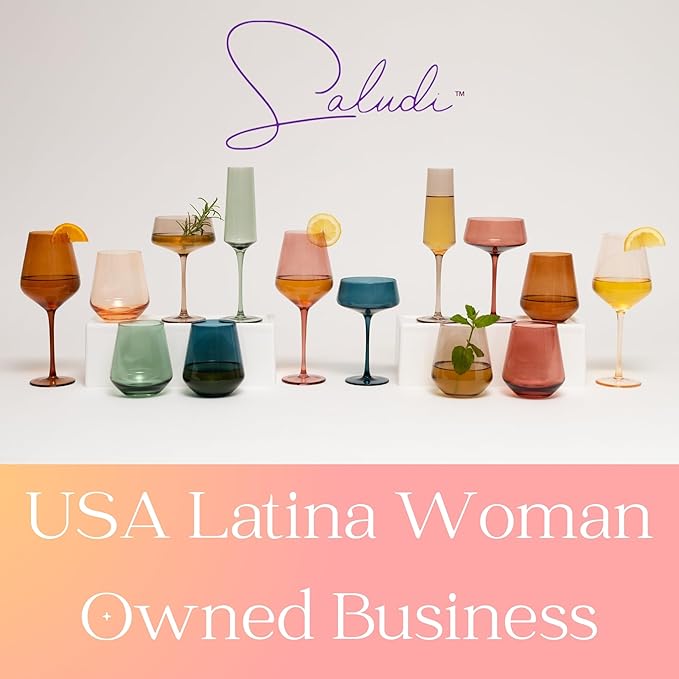 Saludi Original Dark Rose Wine Glasses, 16.5oz (Set of 6) Stemmed Single Color Red Barbie Glass - Great for All Wine Types and Occasions or Gifts - Luxury, Durable, Hand-Blown