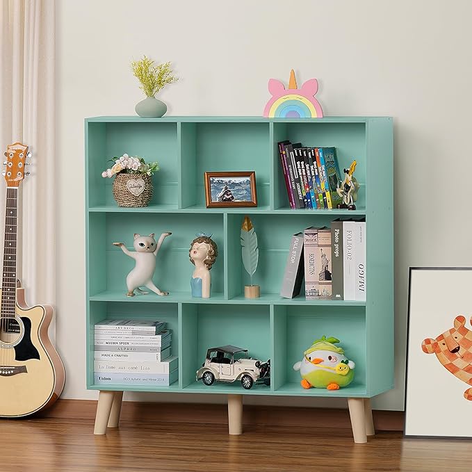 LEYAOYAO 8 Cube Bookshelf 3-Tier - Mint Green