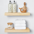 Homeforia Wood Floating Shelf 16 inch, High End Solid Natural Wood 16inch Floating Shelves for Wall Mounted, Unfinished Wooden Small Floating Shelves, Heavy Duty Bracket, 16 X 6.5 X 1.75 in, Set of 2