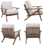 HNY Mid Century Modern Accent Chairs Set of 2, Farmhouse Linen Upholstered Armchair for Living Room, Bedroom, 23'' Seat Wide Retro Leisure Reading Chair Slipper Chair with Wood Frame, White