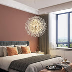 Modern Crystal Chandelier, Sputnik Dandelion High Ceiling Hanging Lamp, Large Beaded Gold Pendant Light for Living Room Dining Room Kitchen Island Bedroom (Gold 16Lights)