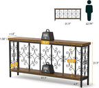 ikkle 70.9" Extra Long Console Table, Industrial Narrow Sofa Table Behind Couch with 2 Tier Storage Shelf, Entryway Hallway Accent Table for Living Room, Foyer, Rustic Brown