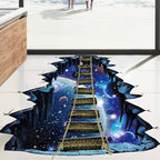 Quanhaigou Blue Galaxy Bridge Wall Sticker,3D Outer Space Decorations Decal for Home Decor Kids Bedroom Large