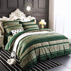 ABREEZE Bohemian Vintage Full Size Floral Cotton Bedding Set 3Pcs Duvet Cover Set Boho Green Paisley 100% Egyptian Brushed Cotton Reversible Home Bedding Collection