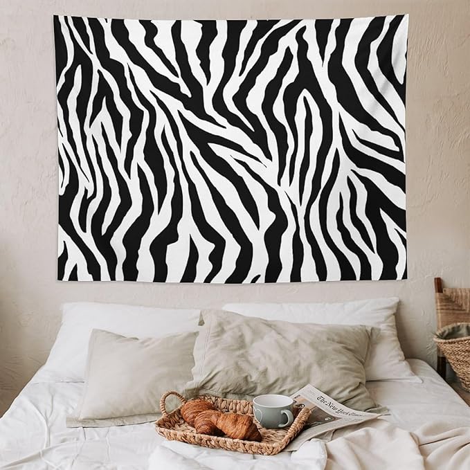 HZOHNAGO Zebra Print Tapestry Nature Wild Animals Black and White Stripe Printed Wall Tapestry Painting Wall Hanging for Bedroom Living Room Dorm 80" W x 60" H