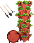 Vertical Planter 7 Tier Stackable Planters Garden Planters Strawberry Herb Flower and Vegetable Planter Indoor Outdoor Gardening Pots with Removable Wheels and Tools