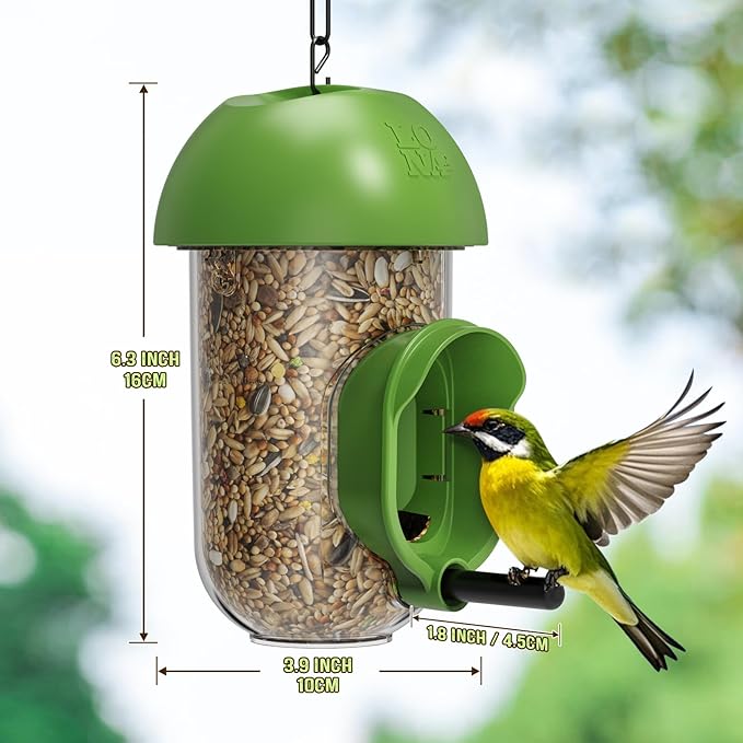 LONA Bird Feeders for Outdoors 2 Pack, Tube Birds Feeder Weatherproof with Multiple Hanging Methods, Wild Feeding Silo for Outside, 1 Port