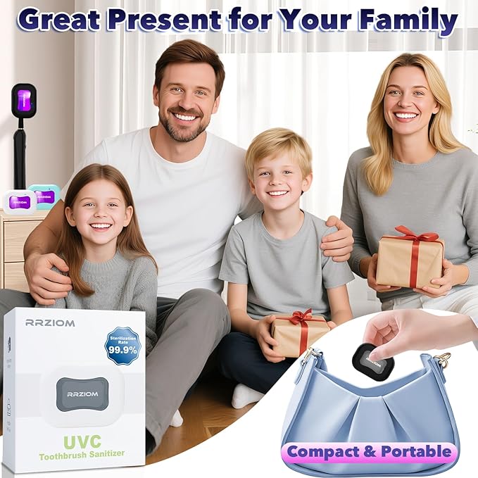 Toothbrush Sanitizer Case, Portable Toothbrush Covers Rechargeable, Rechargeable Toothbrush Cleaner Holder Case for Travel Home, Detachable Toothbrush Cover Cap for All Toothbrushes (Black)