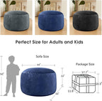Bean Bag Chairs for Adults - Memory Foam Furniture BeanBag Chair - Kids/Teens Sofa with Soft Micro Fiber Cover - Round Fluffy Couch for Living Room Bedroom College Dorm - 4 ft, Navy