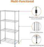 Amazon Basics 4-Shelf Adjustable, Storage Shelving Unit, (200 Pound Loading Capacity per Shelf), Steel Organizer Wire Rack, 13.4"D x 23.2"W x 48"H, Chrome
