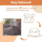 Giant Bean Bag Chairs for Adults with Filling Plush Fluffy Bean Bag Chairs for Teens with Armrests Comfy BeanBag Lazy Couch Sofa Chair for Bedroom Living Room Reading