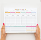 ThreeKin Weekly Planner - Premium 52-Sheet Tear-Off Notepad, 8.5 x 11 inches, Clean Colorful Design, Perfect for Work, School, Projects, and Entrepreneurs, Female & USA Owned Business