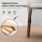 Modern Accent Chairs Set of 2 for Living Room Mid Century Arm Chairs Upholstered Bedroom Chairs Comfy Lounge Chairs with Solid Wood Frame, White
