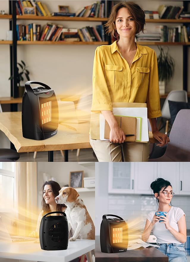 GiveBest Portable Electric Space Heater, 1500W/750W Ceramic Heater with Thermostat, Heat Up 200 Square Feet in Minutes, Safe and Quiet for Office Room Desk Indoor Use