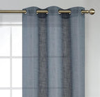 MIUCO Semi Sheer Curtains Poly Linen Textured Solid Grommet Curtains 63 Inches Long for Bedroom 2 Panels (2 x 37 Wide x 63" Long) Dusty Blue