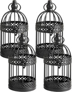 Vela Lanterns Birdcage Decor Candle Holder Lantern Decorative Table Centerpiece Halloween Decorations, Black, Small, Set of 4
