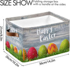 Happy Easter Eggs Storage Basket Cube Storage Bins Organizer Bag Collapsible Closet Shelf Baskets with handle for Baby Cloth Pet Toy Book 14.2×10.2×8.3 IN