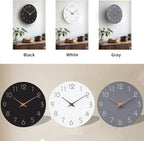 Mosewa Wall Clock 12 Inch Silent Non Ticking Battery Operated Wooden White Modern Office Simple Minimalist Clock Decorative for Kitchen Home Bathroom Living Room