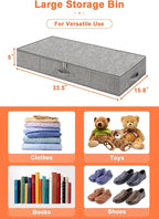 punemi Low Profile Under Bed Storage, 5 inches High Underbed Storage Containers With Sturdy Sidewalls & Bottom, Slim Under Couch Sofa Storage, Shallow Under Bed Organizer Clothes Storage Bins, 2Pack