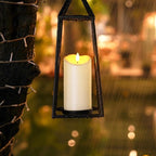 Homemory Outdoor Waterproof Flameless Candles, LED Candles, Battery Operated Candles with Remote and Timers, Electric Fake Plastic Pillar Candles, Ivory White, D3 H4 5" 6" 8" 8", Set of 5