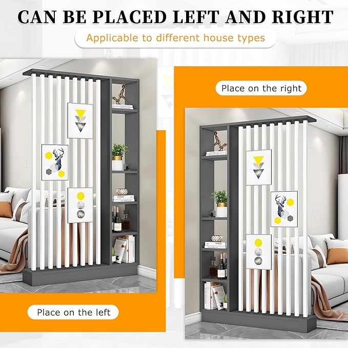 Wall Room Divider,Freestanding Room Divider with Shelves,Wood Room Divider Screen with Storage Cabinet, Wall Divider for Room Separation, for Home Office Decorative K 55.1×9.4×78.7in