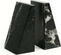 Bey-Berk Black Zebra Marble Bookends, Black ? 7.25" Tall, White Veins, Heavy-Duty Triangular Stone Book Stopper