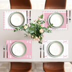 Pink Bow Plastic Place Set of 6 Cute Coquette Butterfly Bowknot Dinner Table Mats Pink Ribbon Bow Mats Wedding Baby Shower Birthday Table Decoration for Indoor Outdoor Party Kitchen Dining