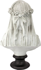 Design Toscano Veiled Maiden Indoor Bust Statue, 9 Inch Wide, 14 Inch Tall, Cast Stone Resin, Antiqued White Finish with a Black Painted Base