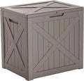38 Gallon Outdoor Deck Box,Storage Lockable Waterproof Patio Furniture,Garden Tools,Cushions,Pool Accessories Outside Storage Resin Box(GreyX)