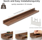 Fun Memories Picture Ledge Shelf, 24 Inch Floating Shelves Set of 2, Nursery Book Shelves for Toys Storage, Kids Bookshelf Wall Mounted for Wall Decor Books Photo Frames, Walnut