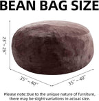 Bean Bag Chair 3Ft, Memory Foam Filled, Large Beanbag Chairs for Adults and Teens, Soft Sofa with Removable Flannel Cover, Round Couch for Living Room Bedroom College Dorm (Brown, 3FT-36×36"×24")
