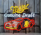 Neon Signs Beer Bar Club Bedroom Compatible For Miller Genuine Draft Car Glass Neon Signs for Office Hotel Pub Cafe Birthday Party Man Cave Neon Light Art Wall Lights 24 X 20 Inches