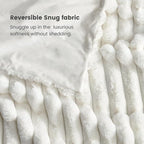 Cozy Bliss Faux Fur Throw Blanket for Couch, Cozy Warm Plush Striped Blanket for Sofa Bedroom Living Room, 50 * 60 Inches Cream White