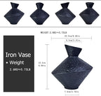 Cast Iron Decorative Vase, Dried Flower Rustic Vases, Wabi Sabi Vase for Modern Home Decor, Living Room, Shelf Decor, Enterway, Wedding, Office, Table, Bedroom, Kitchen, 8.86" H (Black)