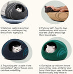 MEOWFIA Cat Cave – Premium Felt Cat Bed for Indoor Cats, Handmade 100% Merino Wool (Medium, Emerald)